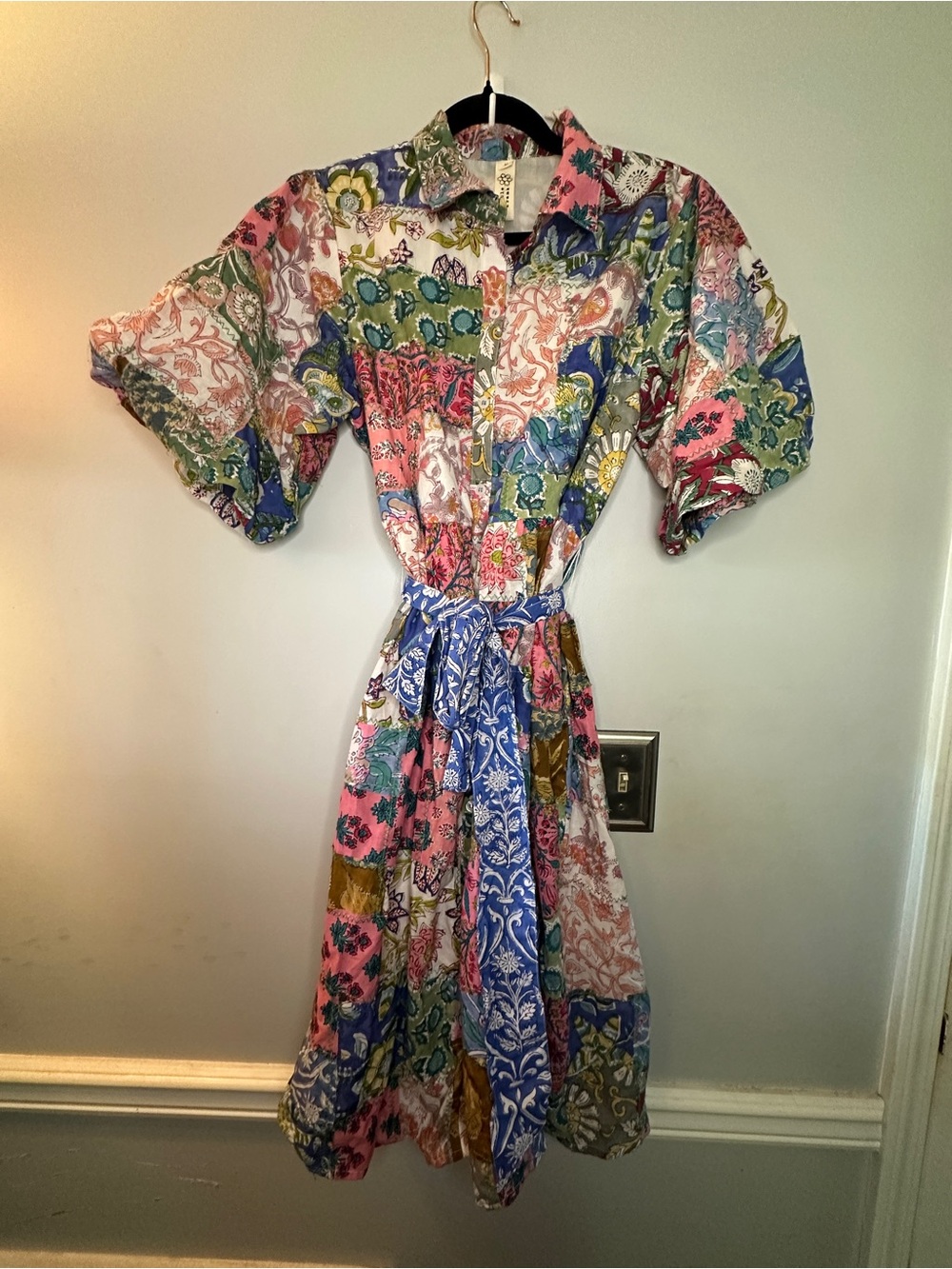 Uncle Frank Multicolor Floral Patchwork Dress — Pink, Green, Blue